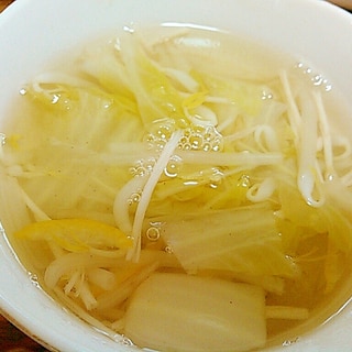 えのき白菜もやしの柚子&梅酢スープ